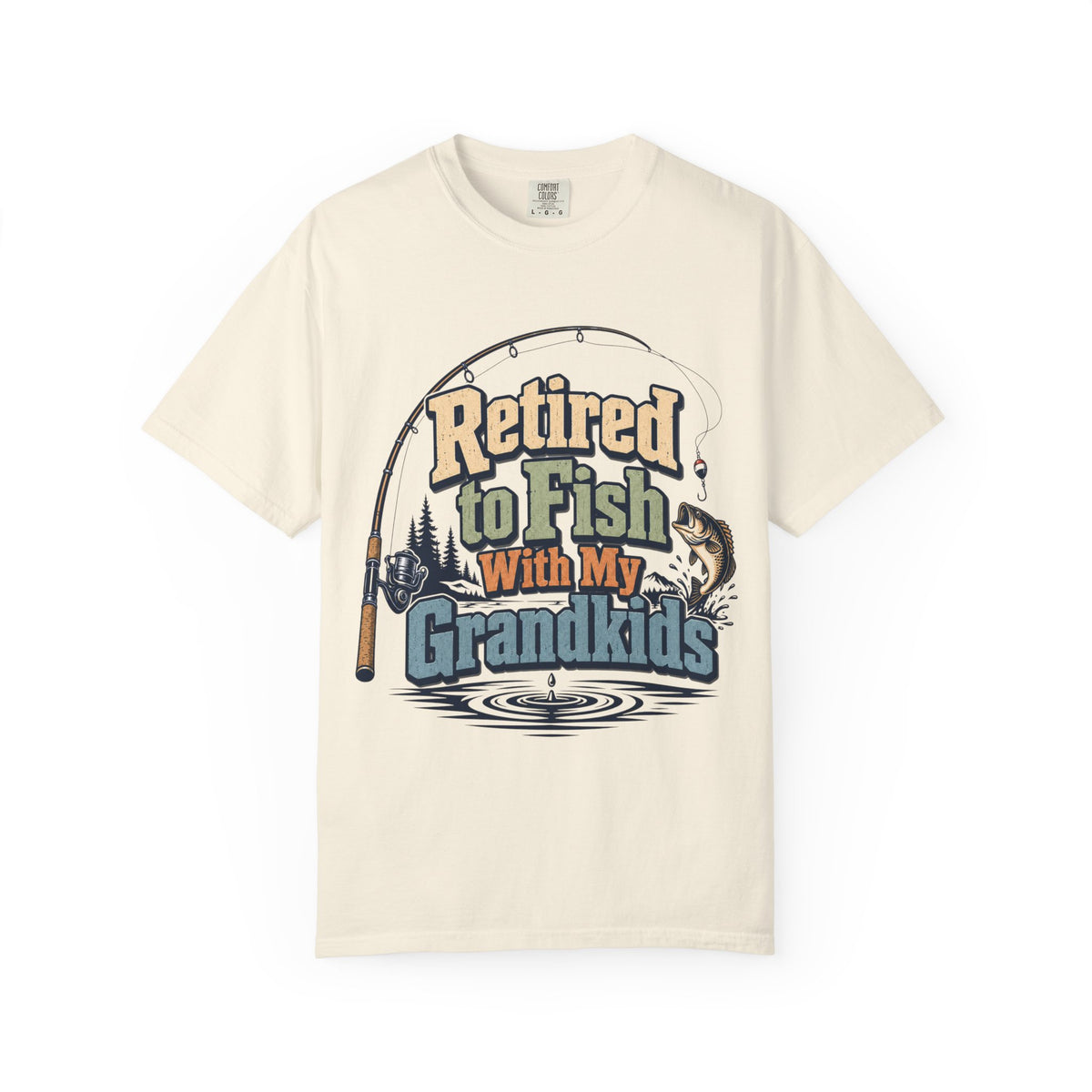 Retired to Fish with My Grandkids Fishing Shirt | Grandparent Fishing T-Shirt | Grandpa Grandma Fishing Gift