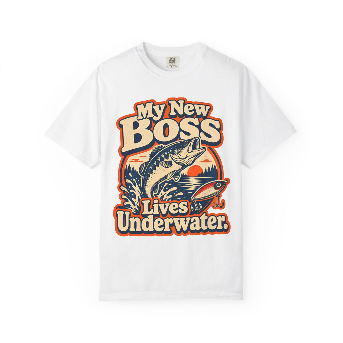 My New Boss Lives Underwater Shirt, Funny Fishing T-Shirt, Retirement Fishing Gift, Grandpa Fishing Tee, Grandma Fishing Shirt, Bass Fishing Unisex Tee