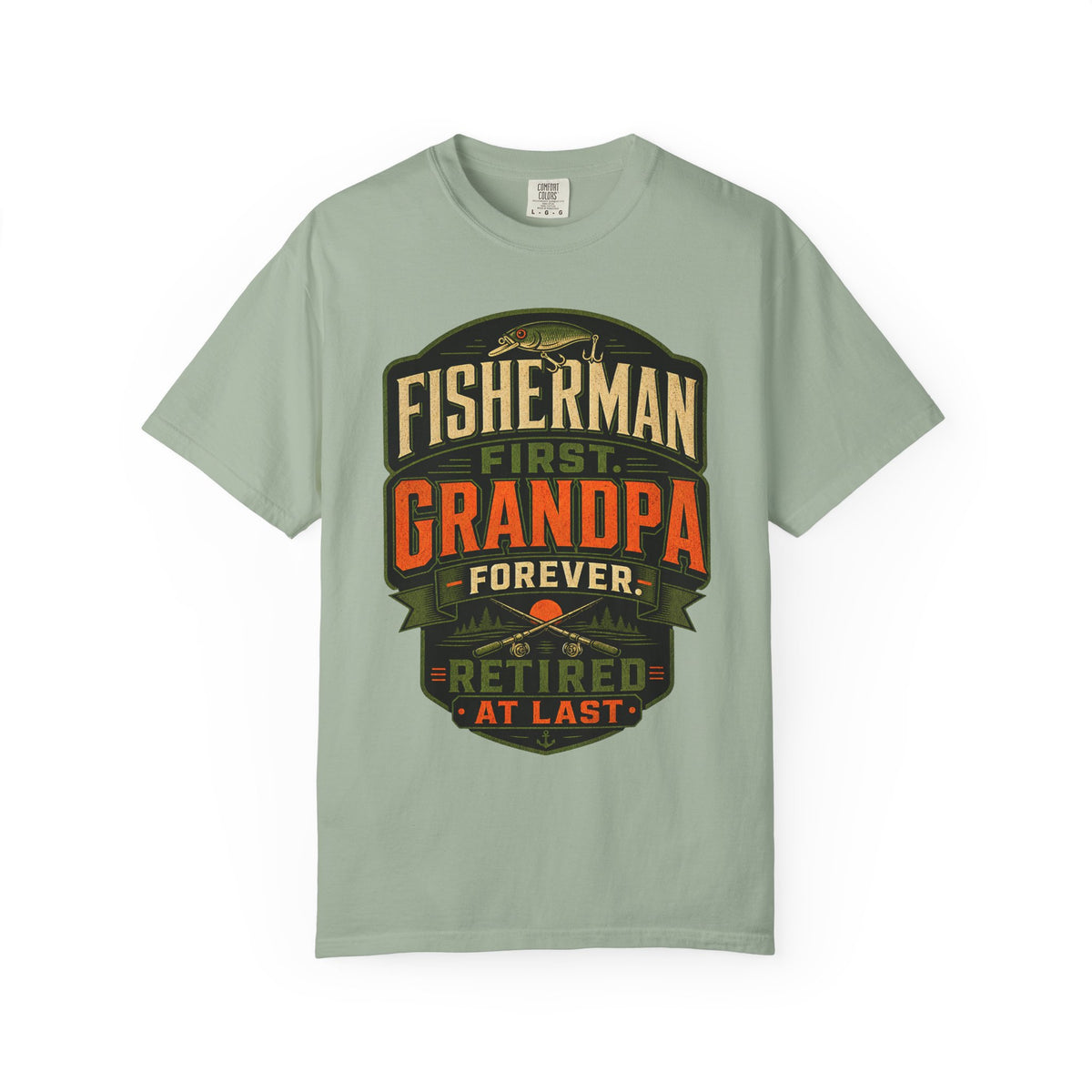 Fisherman First Grandpa Forever Retired At Last Fishing Grandpa T-Shirt
