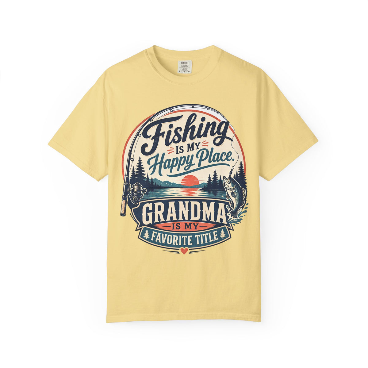 Fishing Is My Happy Place Grandma Is My Favorite Title Shirt, Grandma Fishing T-Shirt, Grandma Fishing Gift, Fishing Grandma Tee, Mother's Day Gift, Lake Life Shirt