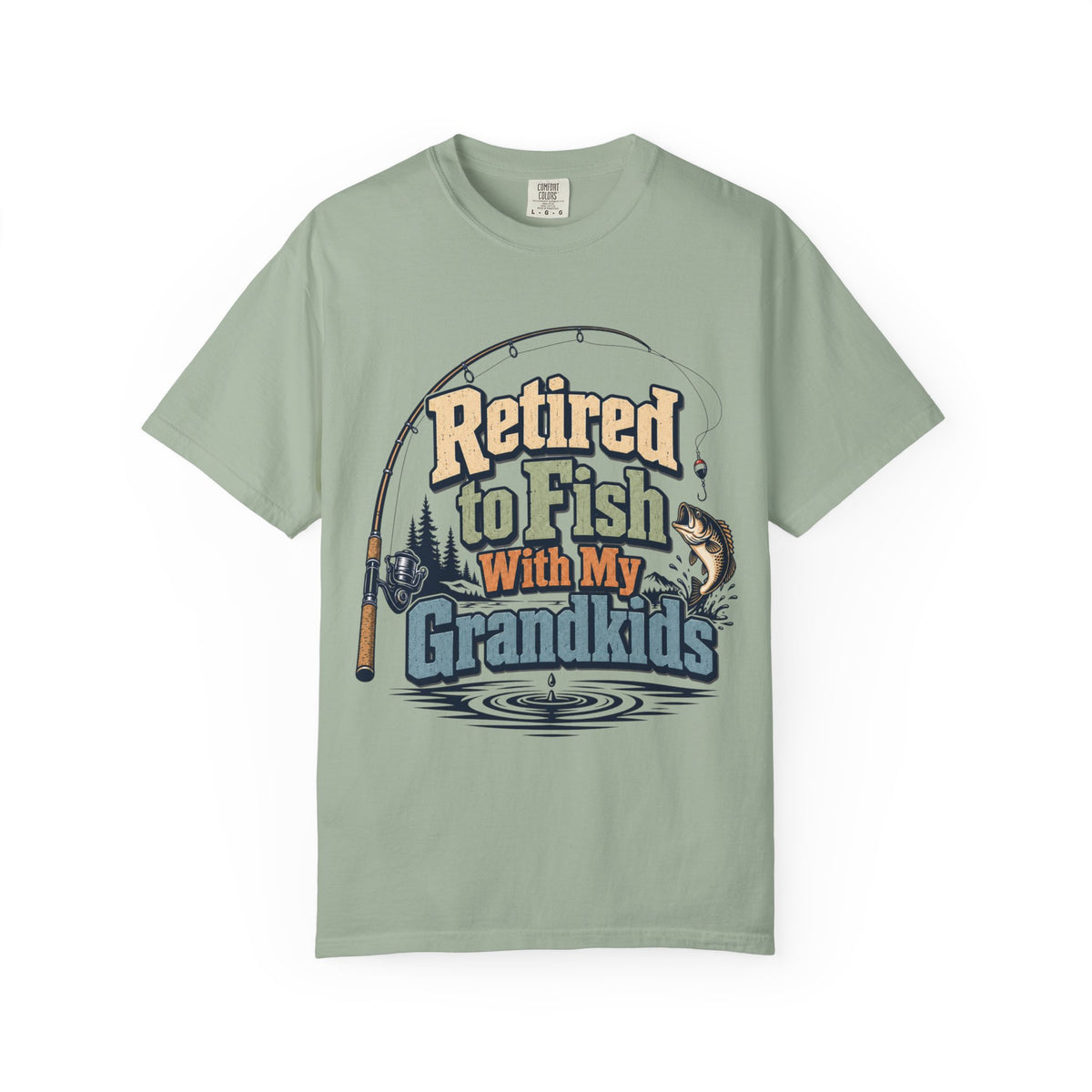 Retired to Fish with My Grandkids Fishing Shirt | Grandparent Fishing T-Shirt | Grandpa Grandma Fishing Gift