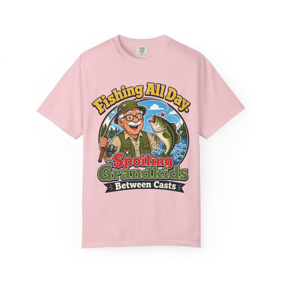 Fishing All Day Spoiling Grandkids Between Casts T-Shirt | Fishing Grandpa & Grandma Gift