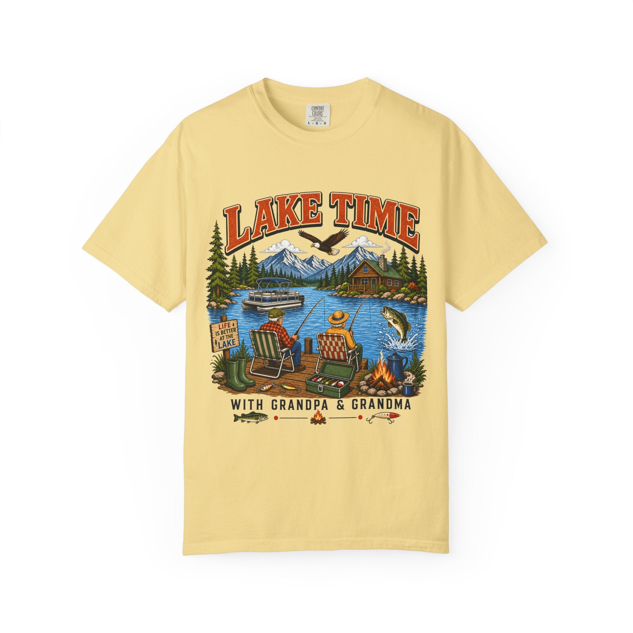 Lake Time with Grandpa & Grandma T-Shirt | Fishing Lake Life Shirt for Grandparents