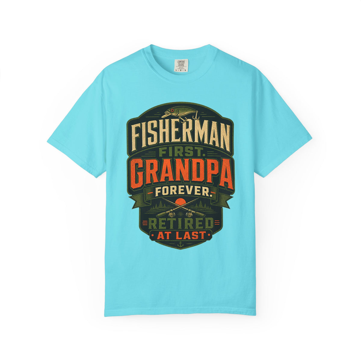 Fisherman First Grandpa Forever Retired At Last Fishing Grandpa T-Shirt