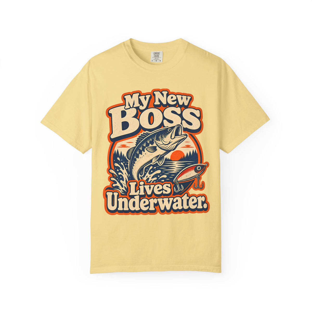 My New Boss Lives Underwater Shirt, Funny Fishing T-Shirt, Retirement Fishing Gift, Grandpa Fishing Tee, Grandma Fishing Shirt, Bass Fishing Unisex Tee