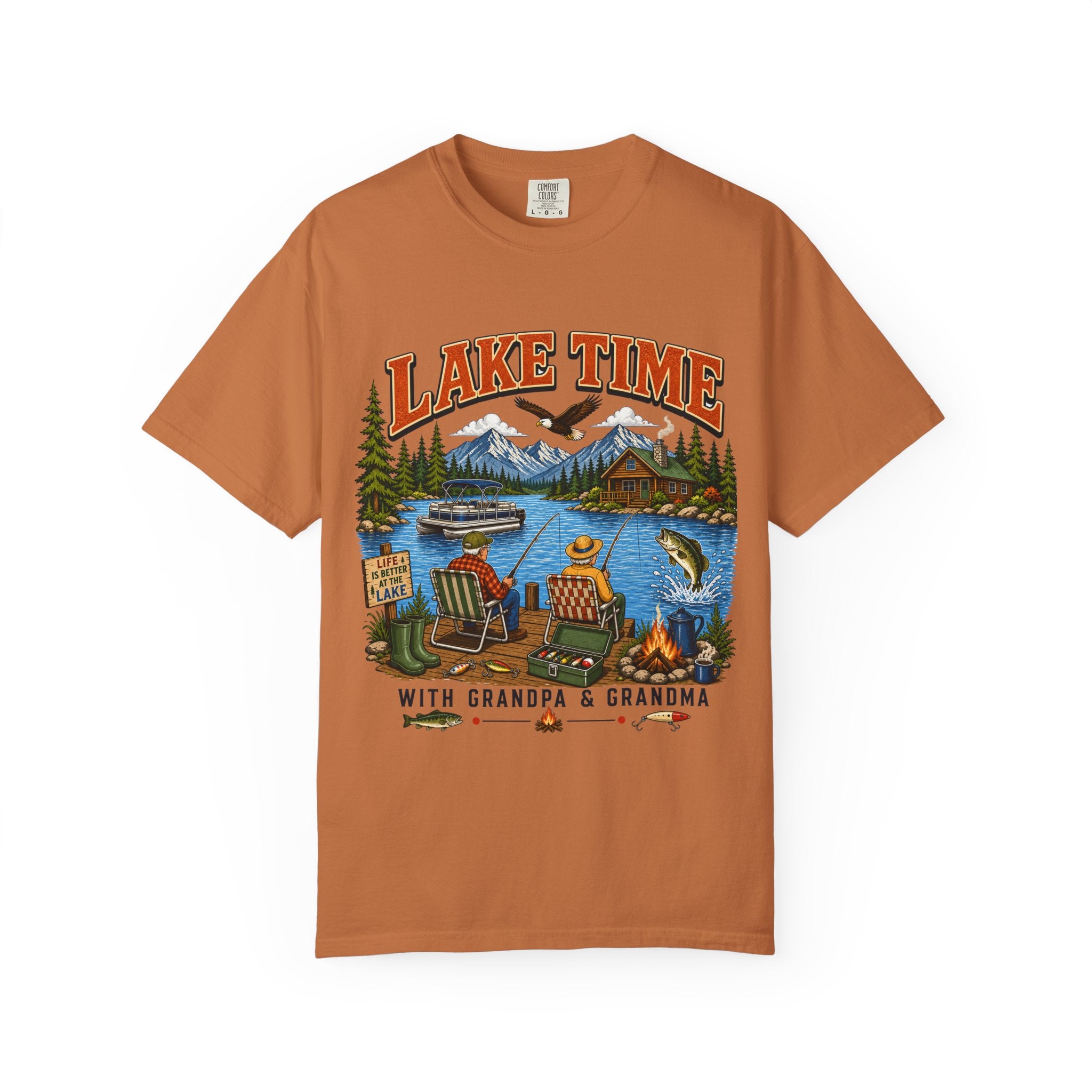 Lake Time with Grandpa & Grandma T-Shirt | Fishing Lake Life Shirt for Grandparents