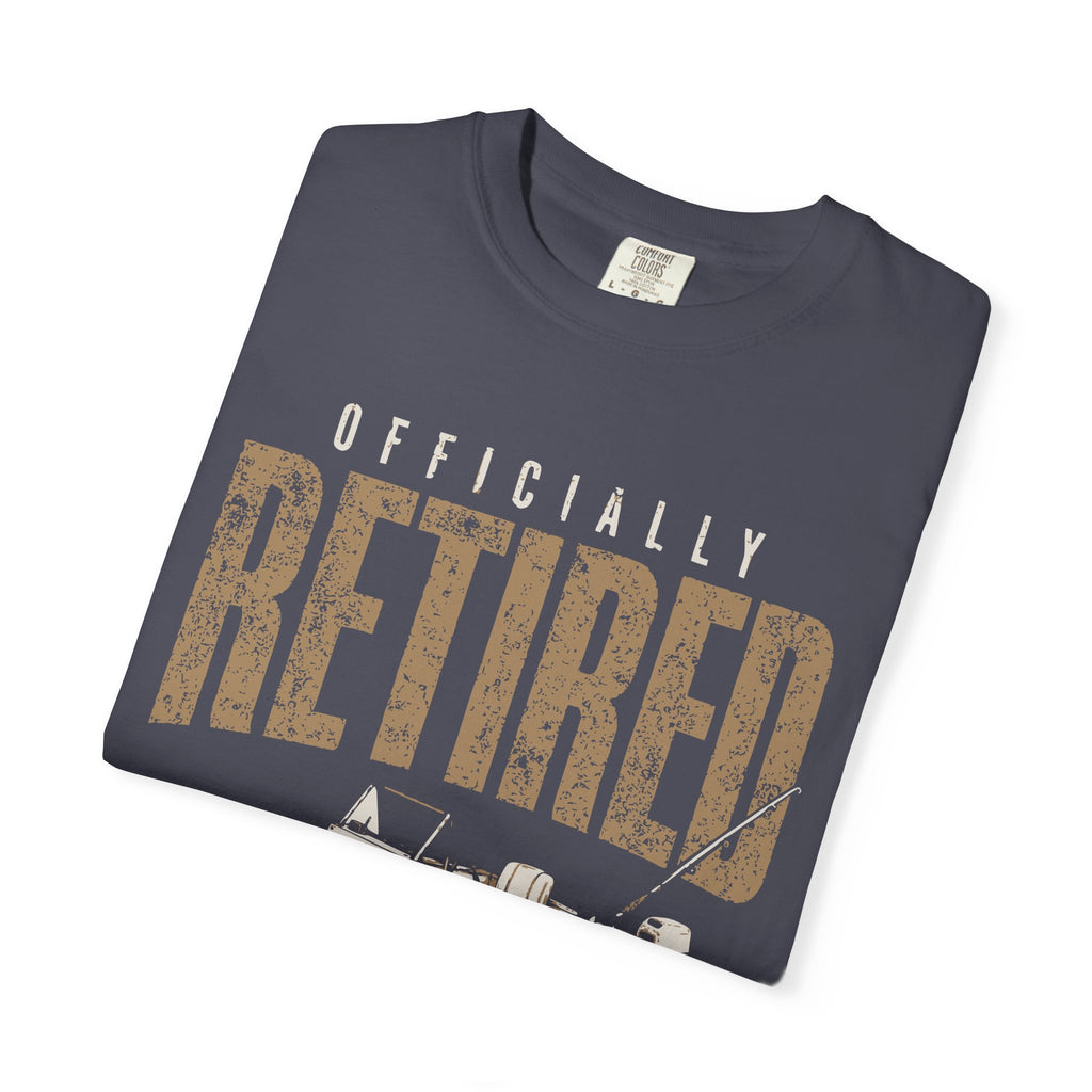 Officially Retired No Roof Office Fishing Shirt | Funny Retirement Fishing Boat T-Shirt