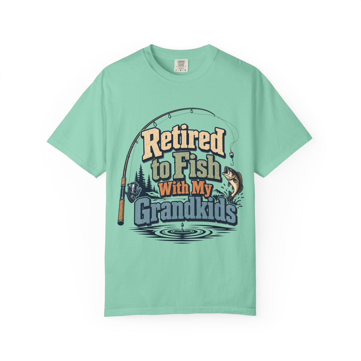 Retired to Fish with My Grandkids Fishing Shirt | Grandparent Fishing T-Shirt | Grandpa Grandma Fishing Gift