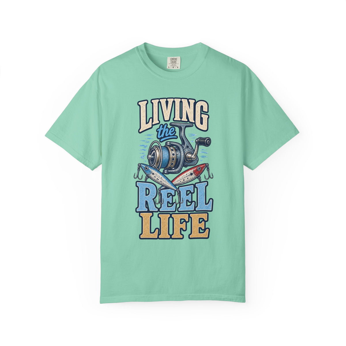 Living the Reel Life Fishing Shirt – Vintage Fishing Reel & Lure T-Shirt