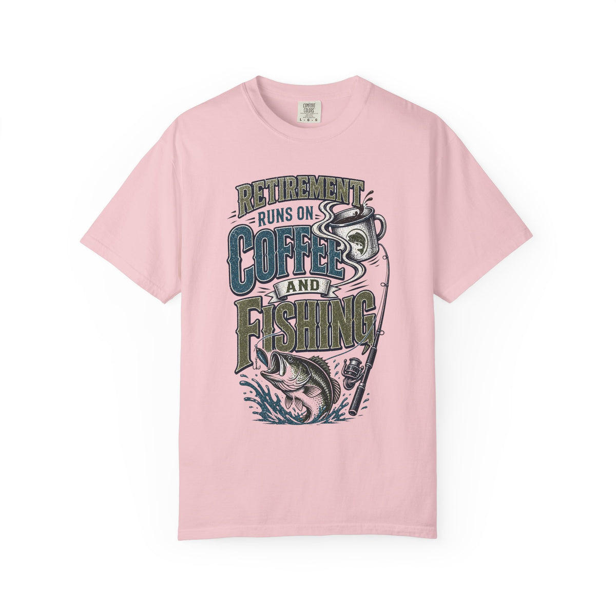 Retirement Runs on Coffee and Fishing Shirt | Funny Retired Fisherman T-Shirt | Retirement Gift for Anglers