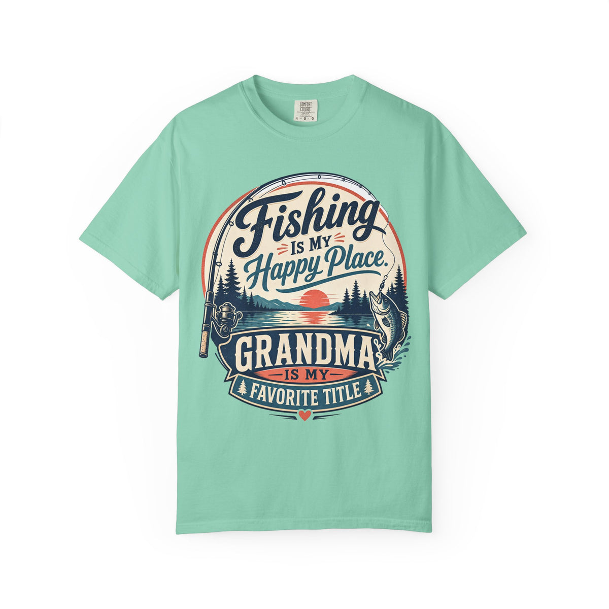 Fishing Is My Happy Place Grandma Is My Favorite Title Shirt, Grandma Fishing T-Shirt, Grandma Fishing Gift, Fishing Grandma Tee, Mother's Day Gift, Lake Life Shirt