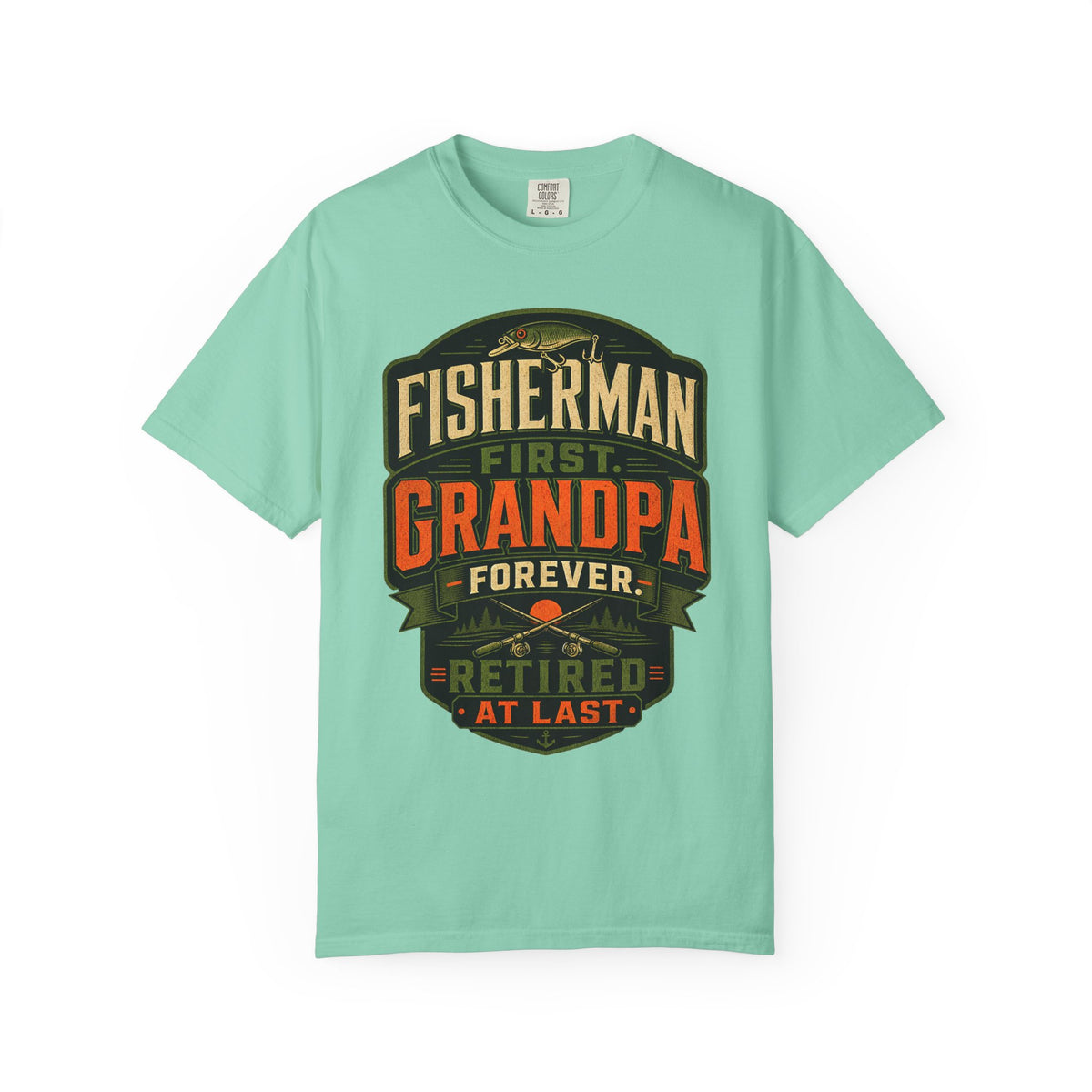 Fisherman First Grandpa Forever Retired At Last Fishing Grandpa T-Shirt