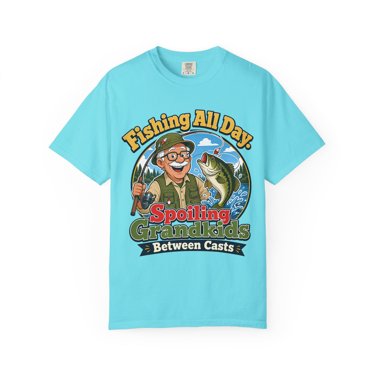 Fishing All Day Spoiling Grandkids Between Casts T-Shirt | Fishing Grandpa & Grandma Gift