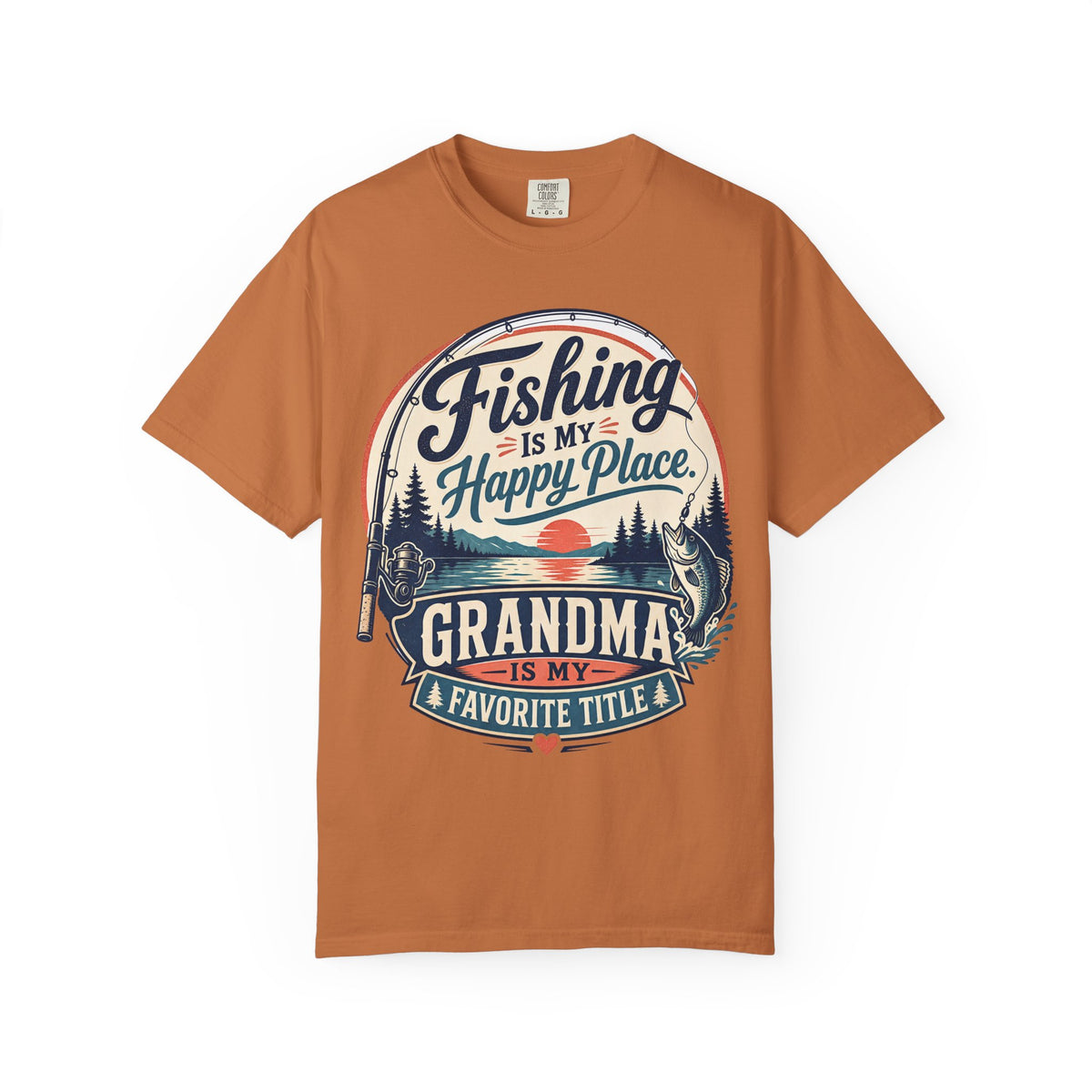 Fishing Is My Happy Place Grandma Is My Favorite Title Shirt, Grandma Fishing T-Shirt, Grandma Fishing Gift, Fishing Grandma Tee, Mother's Day Gift, Lake Life Shirt