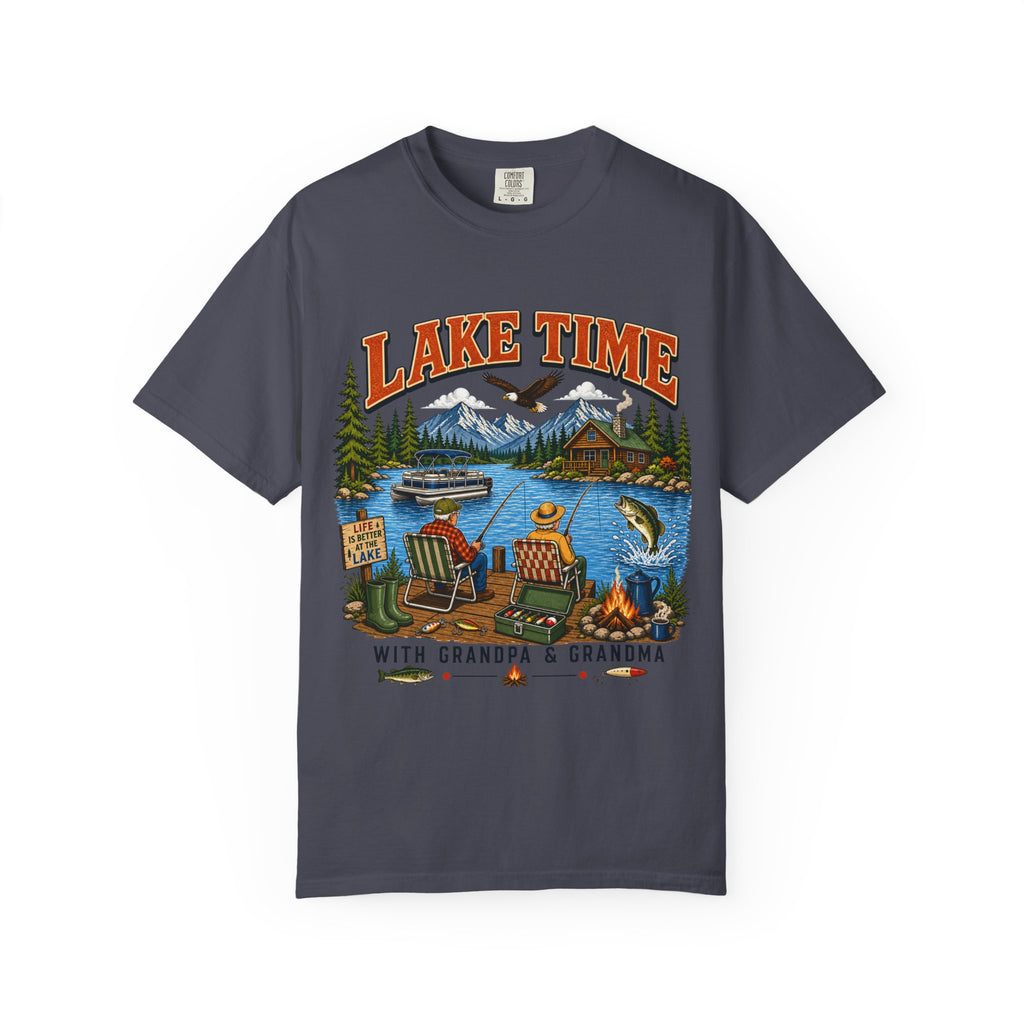 Lake Time with Grandpa & Grandma T-Shirt | Fishing Lake Life Shirt for Grandparents