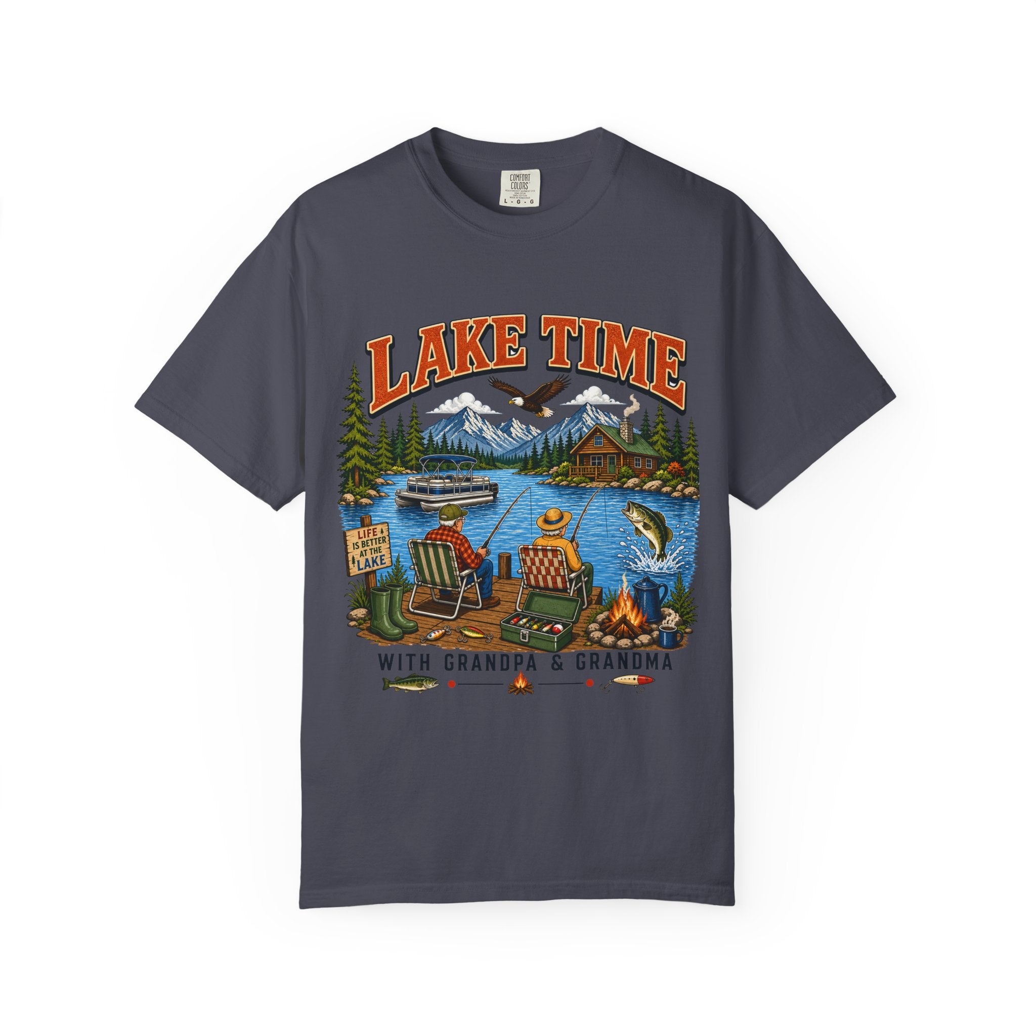 Lake Time with Grandpa & Grandma T-Shirt | Fishing Lake Life Shirt for Grandparents
