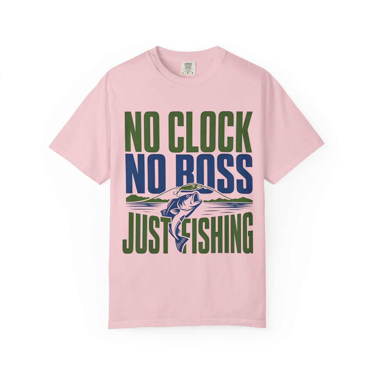 No Clock No Boss Just Fishing T-Shirt | Funny Fishing Shirt | Bass Fishing Gift | Angler Lake Life Tee | Unisex Fishing T-Shirt