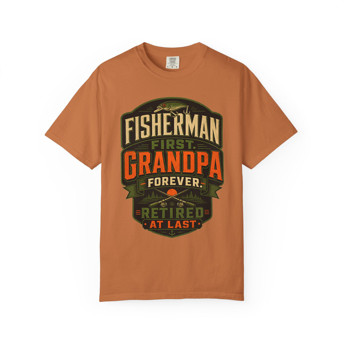 Fisherman First Grandpa Forever Retired At Last Fishing Grandpa T-Shirt