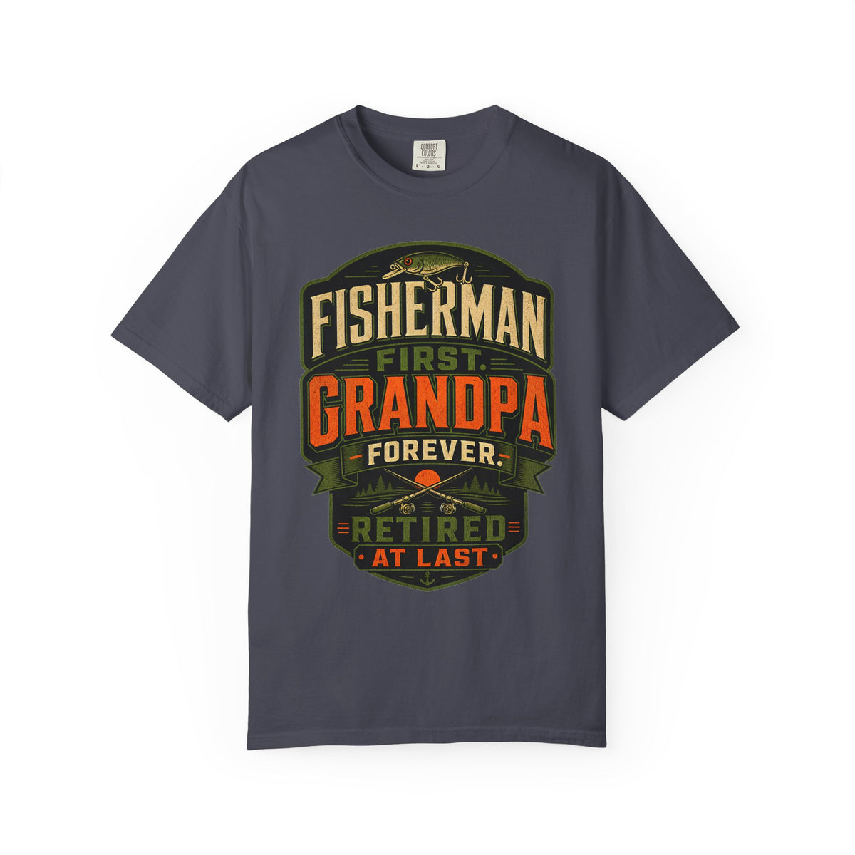 Fisherman First Grandpa Forever Retired At Last Fishing Grandpa T-Shirt