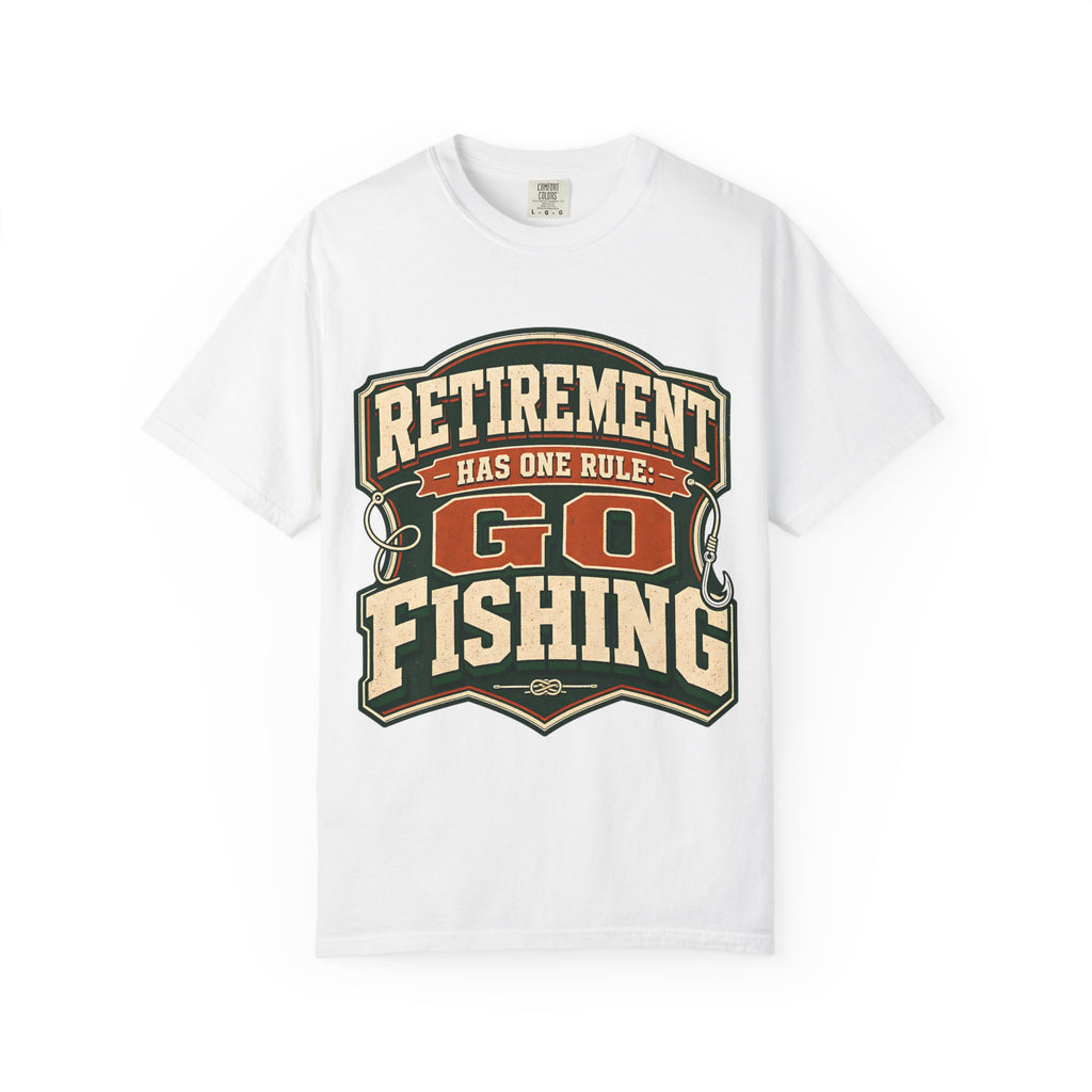 Retirement Has One Rule Go Fishing – Funny Retired Fisherman T-Shirt, Fishing Retirement Gift, Unisex Fishing Shirt