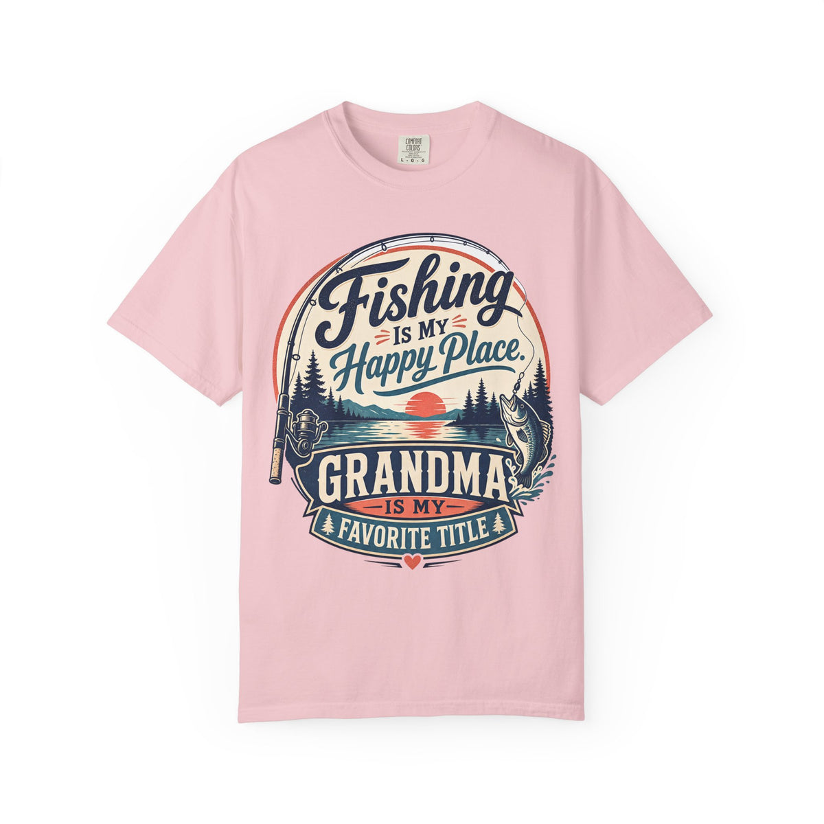 Fishing Is My Happy Place Grandma Is My Favorite Title Shirt, Grandma Fishing T-Shirt, Grandma Fishing Gift, Fishing Grandma Tee, Mother's Day Gift, Lake Life Shirt