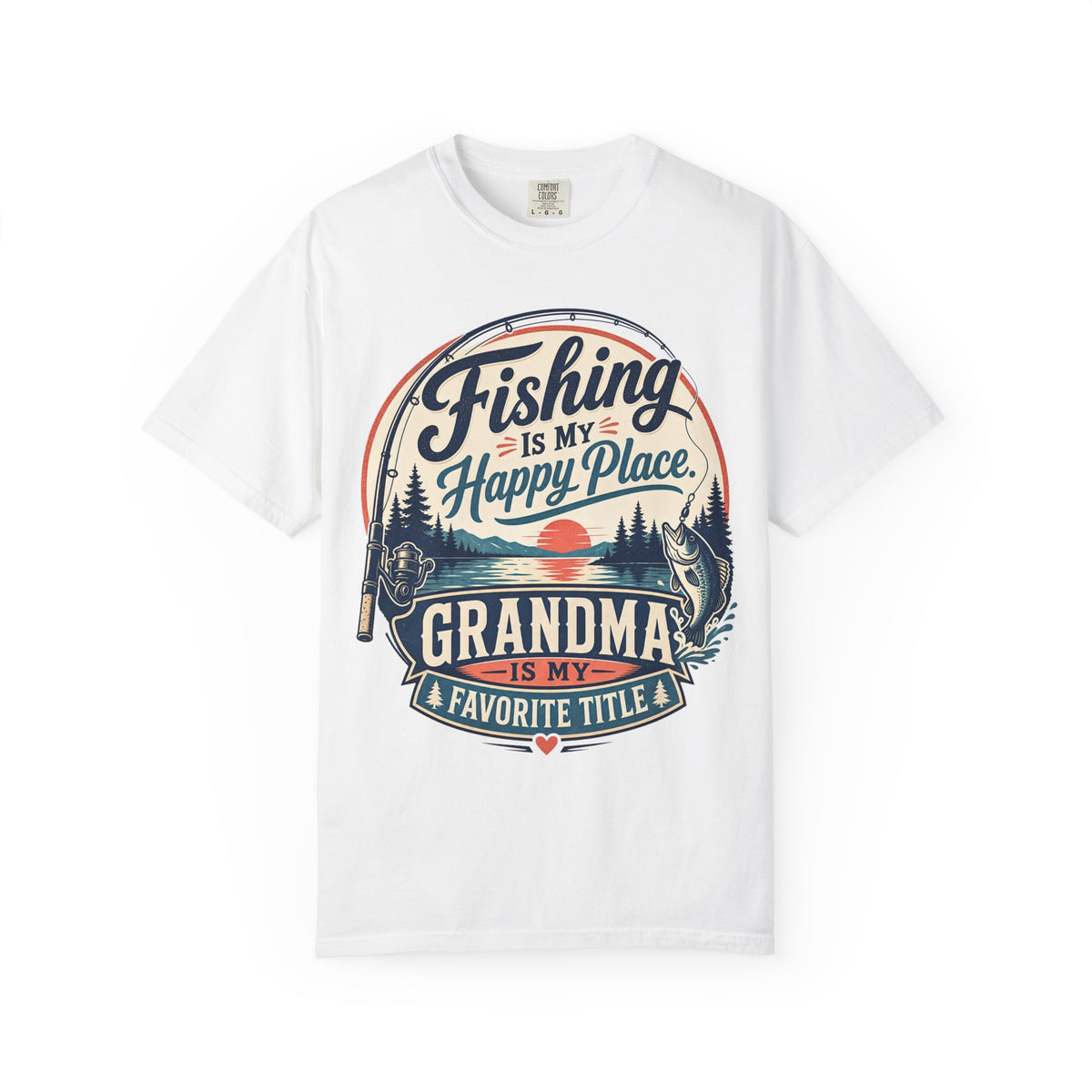 Fishing Is My Happy Place Grandma Is My Favorite Title Shirt, Grandma Fishing T-Shirt, Grandma Fishing Gift, Fishing Grandma Tee, Mother's Day Gift, Lake Life Shirt
