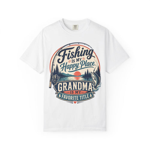 Fishing Is My Happy Place Grandma Is My Favorite Title Shirt, Grandma Fishing T-Shirt, Grandma Fishing Gift, Fishing Grandma Tee, Mother's Day Gift, Lake Life Shirt