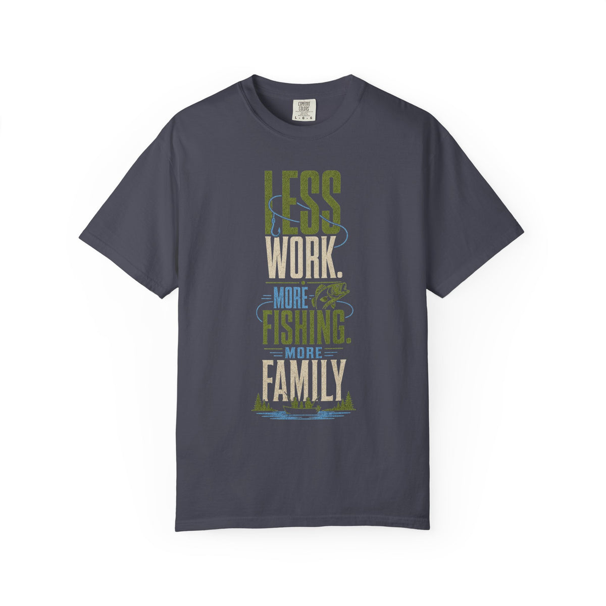 Less Work More Fishing More Family T-Shirt | Fishing Family Shirt | Retired Fisherman Gift