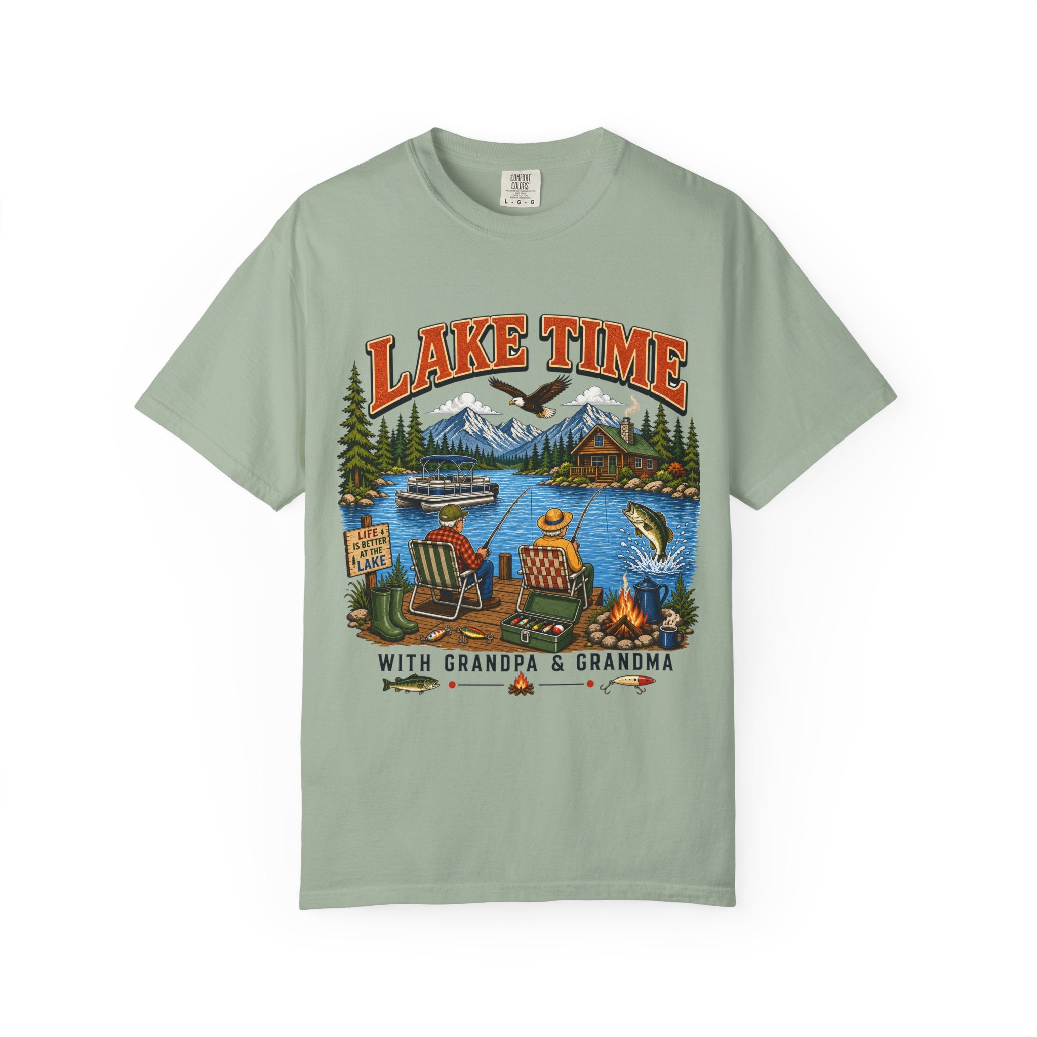 Lake Time with Grandpa & Grandma T-Shirt | Fishing Lake Life Shirt for Grandparents