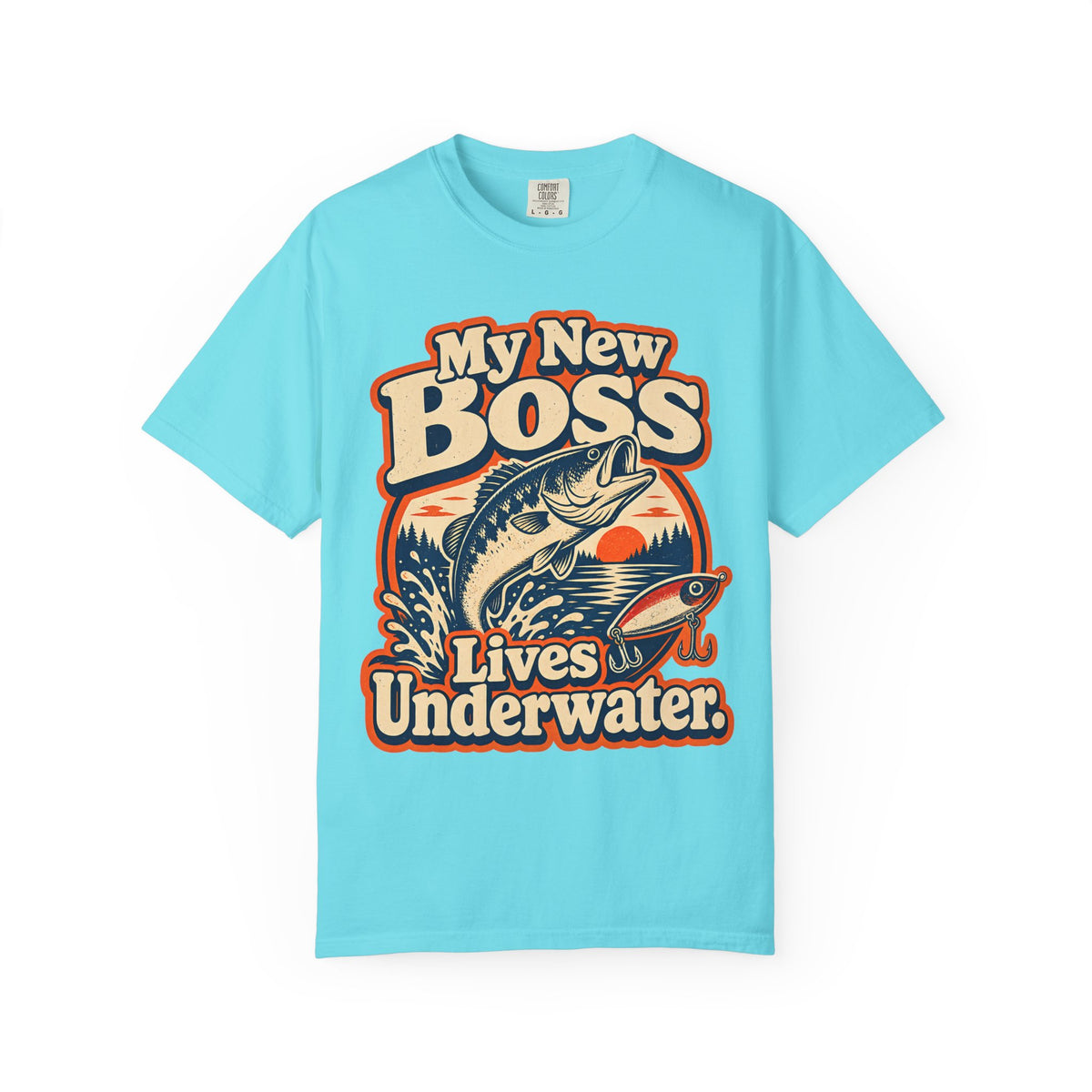 My New Boss Lives Underwater Shirt, Funny Fishing T-Shirt, Retirement Fishing Gift, Grandpa Fishing Tee, Grandma Fishing Shirt, Bass Fishing Unisex Tee