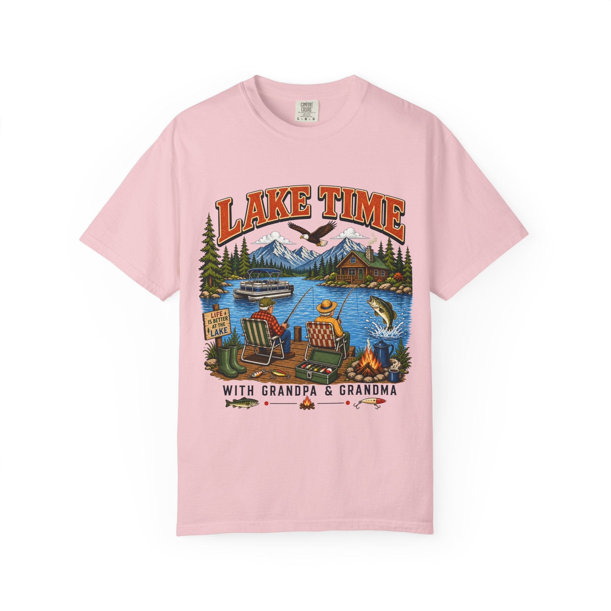 Lake Time with Grandpa & Grandma T-Shirt | Fishing Lake Life Shirt for Grandparents