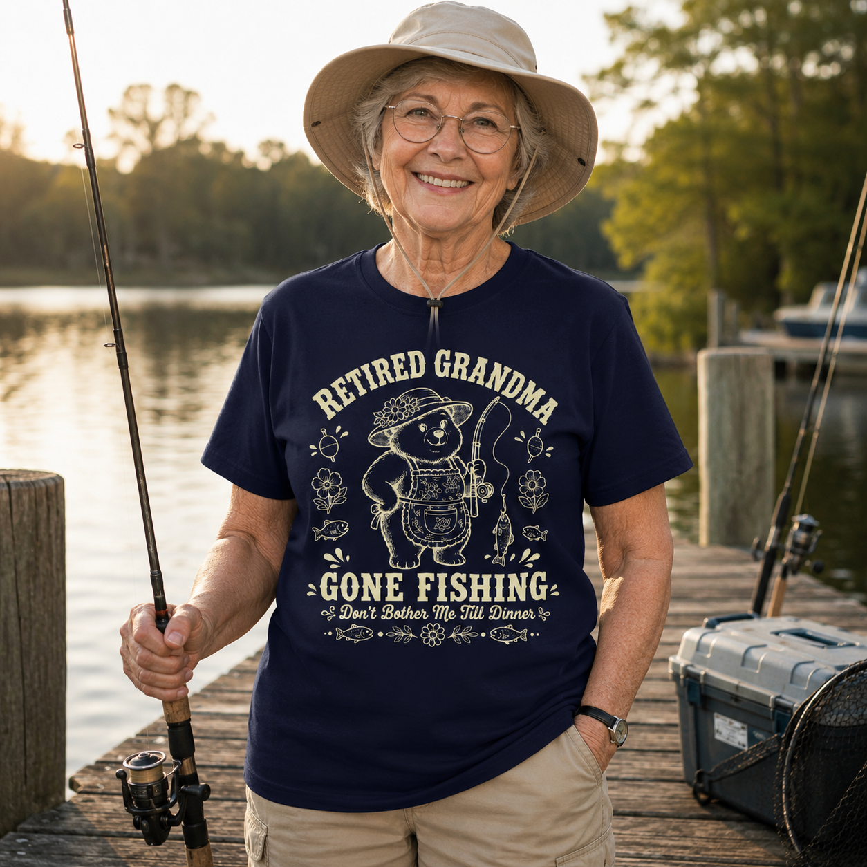 Retired Grandma Gone Fishing Shirt | Funny Fishing Grandma T-Shirt | Retirement Gift for Grandma