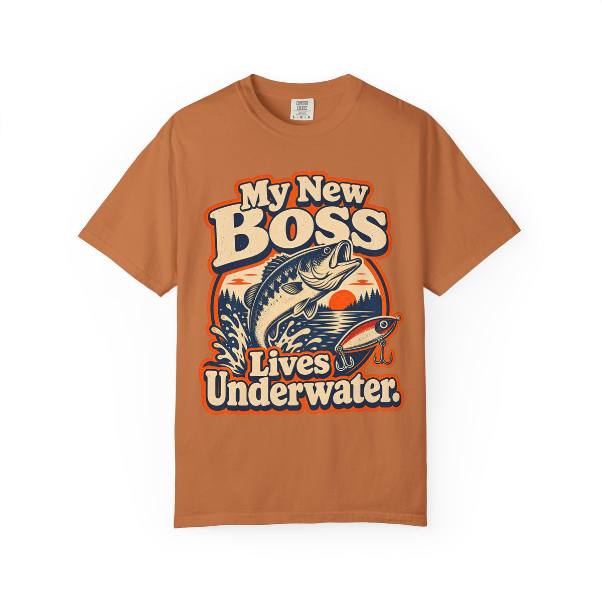 My New Boss Lives Underwater Shirt, Funny Fishing T-Shirt, Retirement Fishing Gift, Grandpa Fishing Tee, Grandma Fishing Shirt, Bass Fishing Unisex Tee