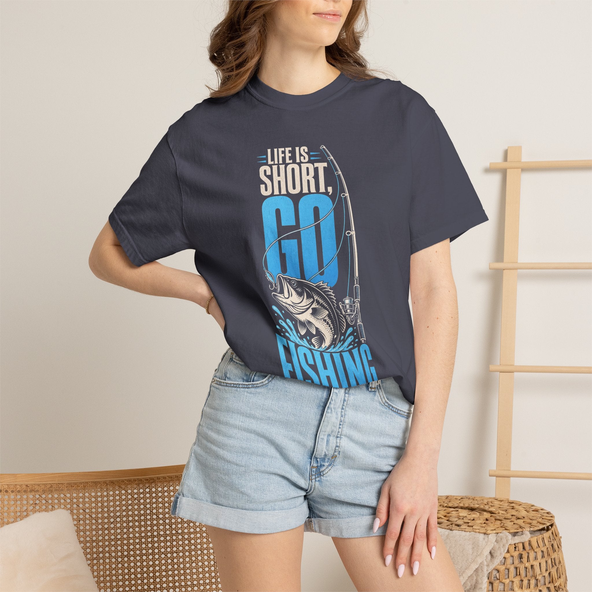 Life Is Short Go Fishing Shirt | Vintage Bass Fishing T-Shirt | Unisex Fishing Tee | Grandpa Grandma Fishing Gift | Fisherman Graphic Tee