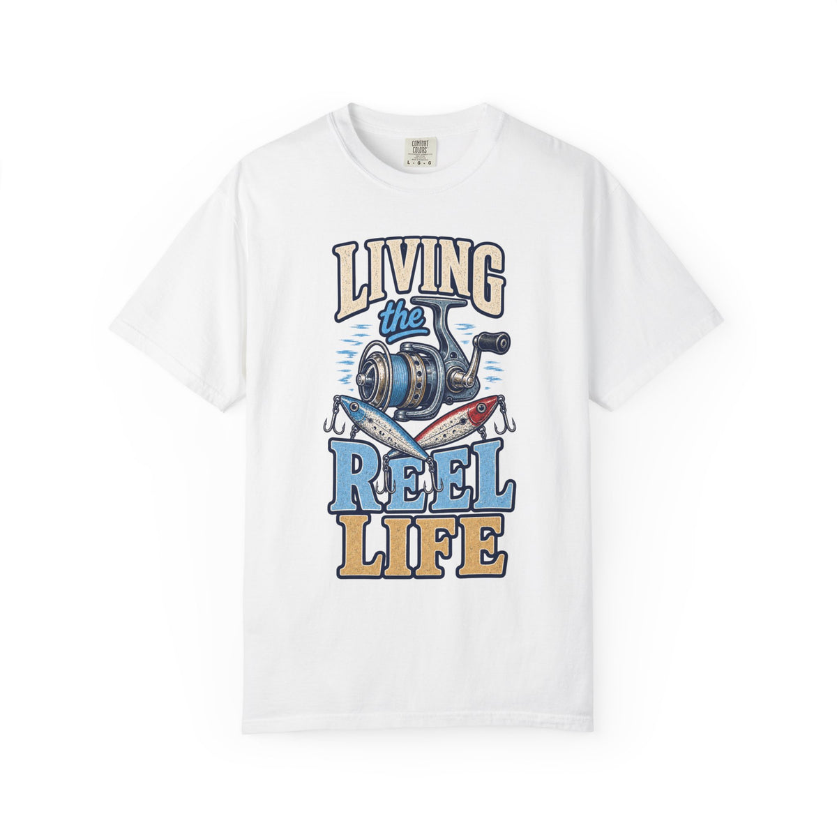 Living the Reel Life Fishing Shirt – Vintage Fishing Reel & Lure T-Shirt