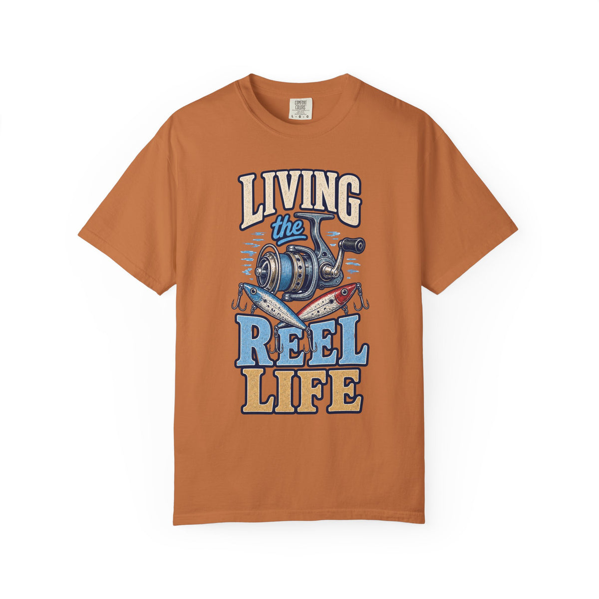 Living the Reel Life Fishing Shirt – Vintage Fishing Reel & Lure T-Shirt