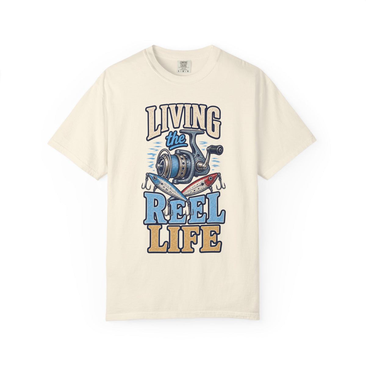 Living the Reel Life Fishing Shirt – Vintage Fishing Reel & Lure T-Shirt