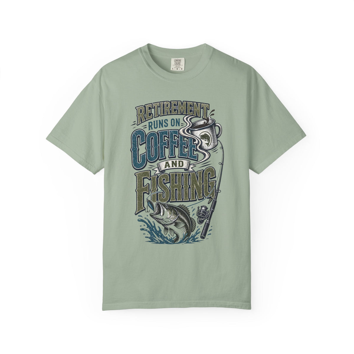Retirement Runs on Coffee and Fishing Shirt | Funny Retired Fisherman T-Shirt | Retirement Gift for Anglers