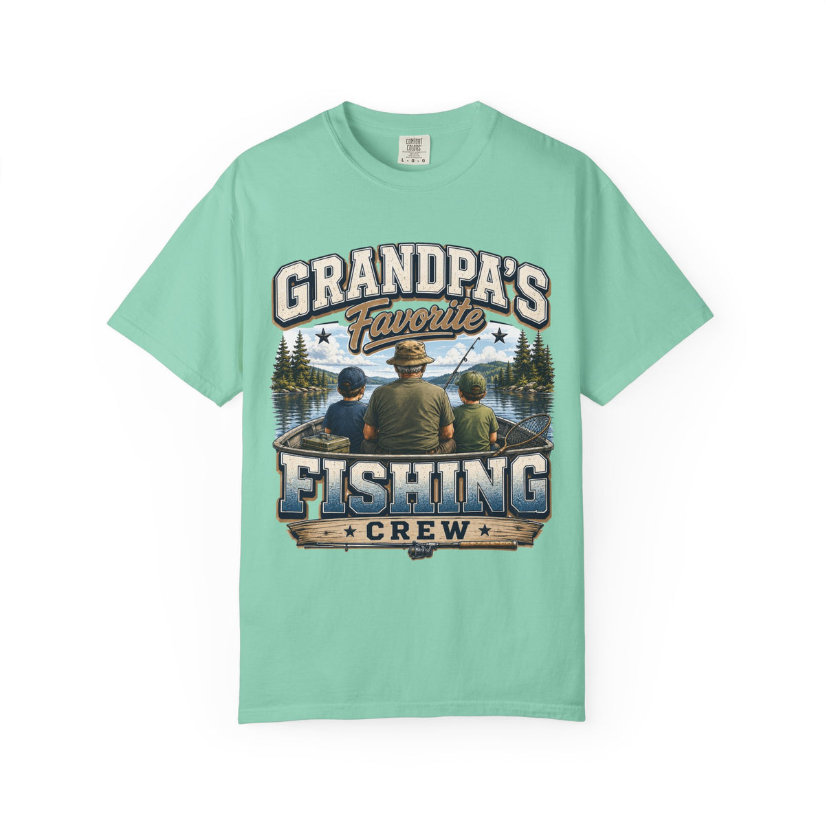 Grandpa's Favorite Fishing Crew Shirt – Fishing Grandpa & Grandkids T-Shirt, Family Fishing Gift