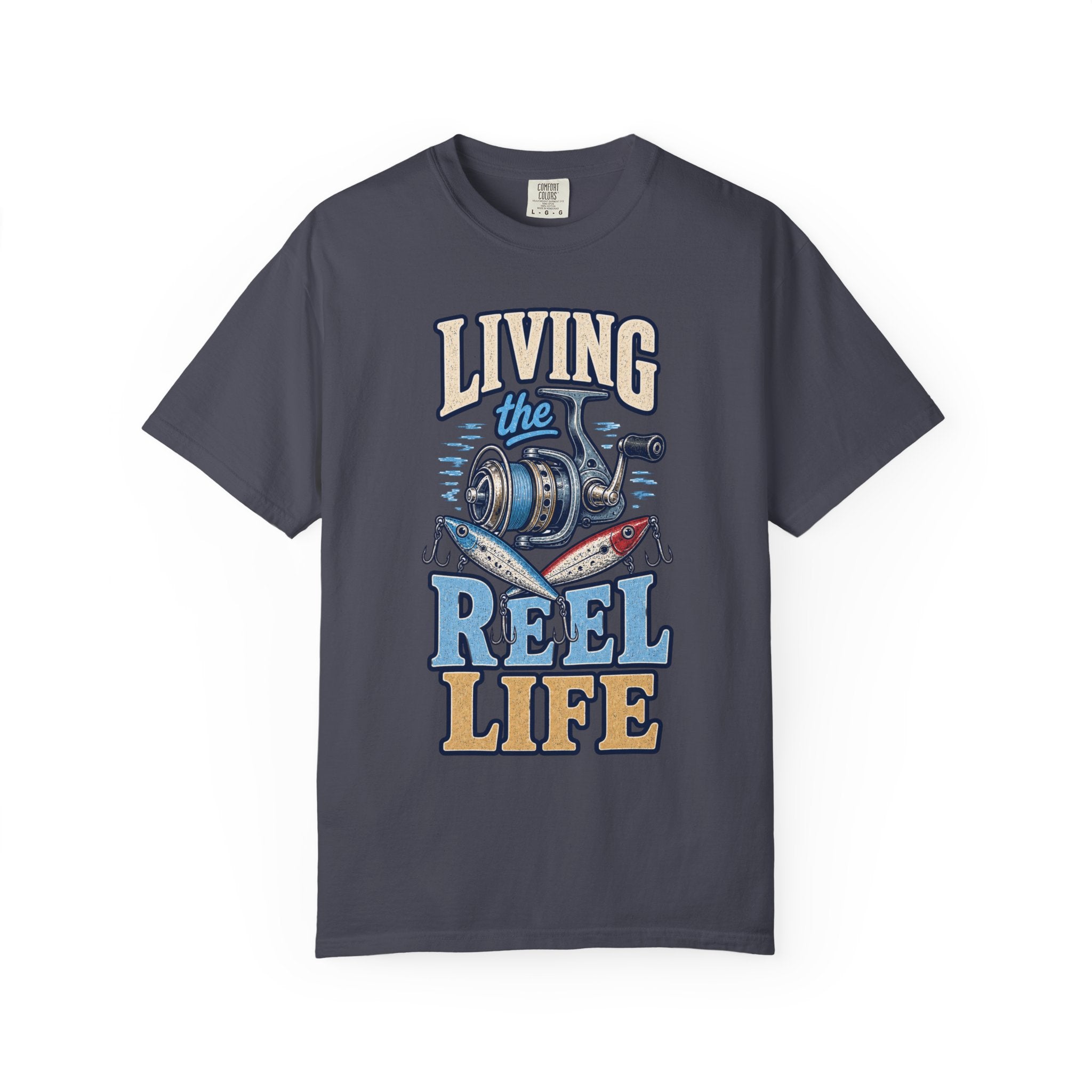 Living the Reel Life Fishing Shirt – Vintage Fishing Reel & Lure T-Shirt