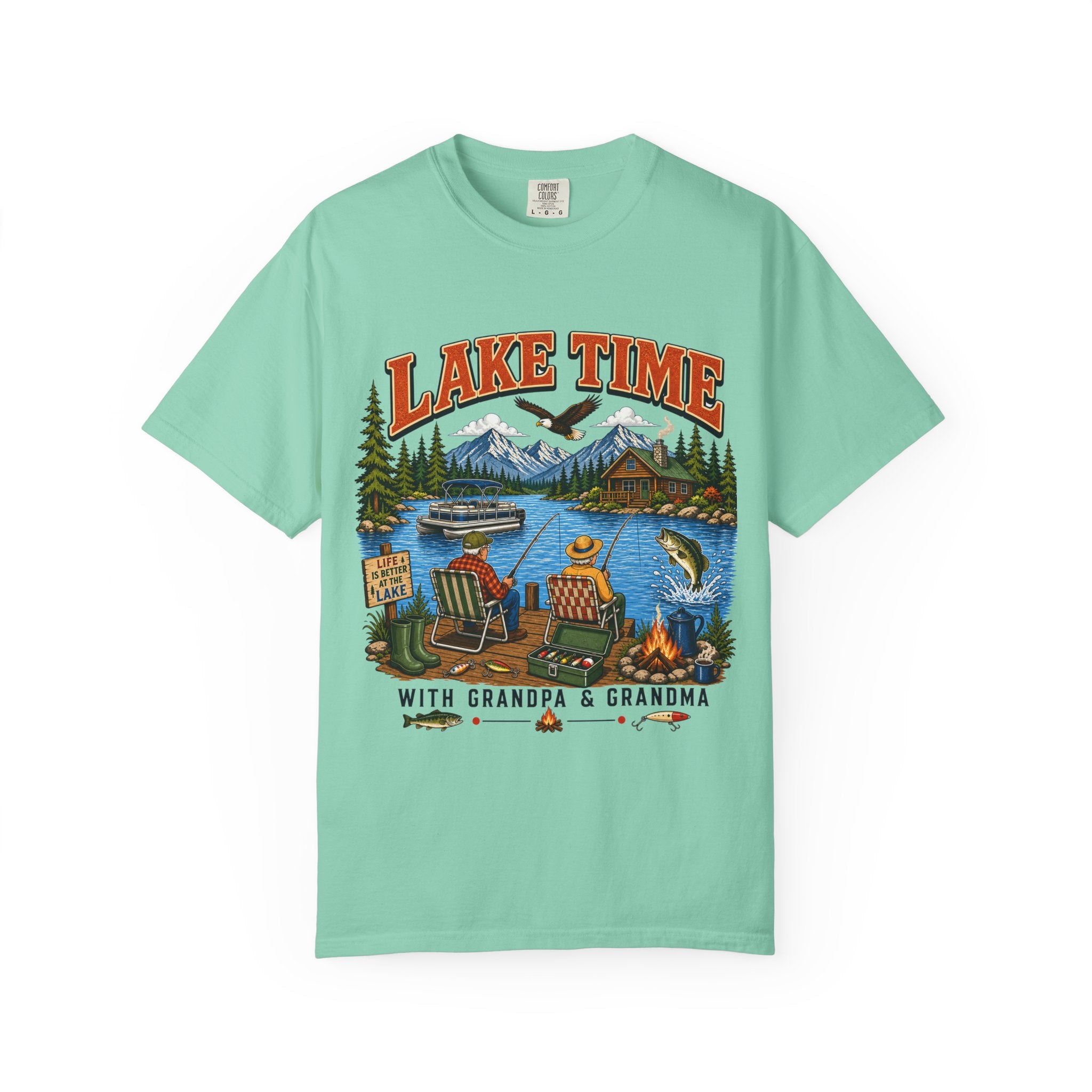 Lake Time with Grandpa & Grandma T-Shirt | Fishing Lake Life Shirt for Grandparents
