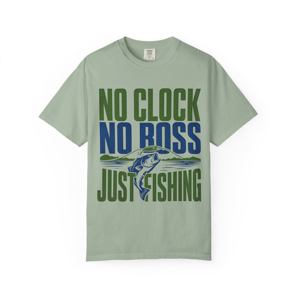 No Clock No Boss Just Fishing T-Shirt | Funny Fishing Shirt | Bass Fishing Gift | Angler Lake Life Tee | Unisex Fishing T-Shirt