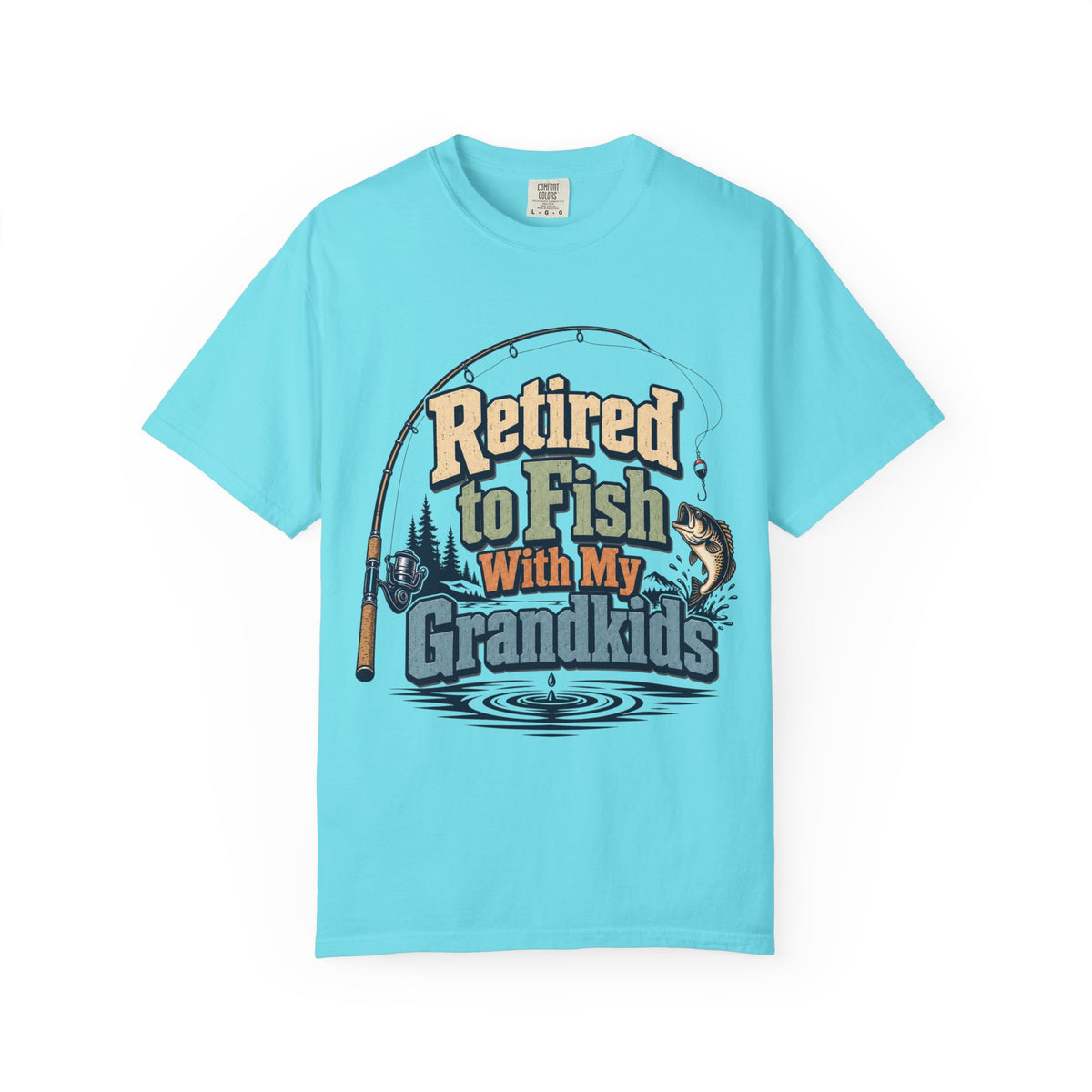 Retired to Fish with My Grandkids Fishing Shirt | Grandparent Fishing T-Shirt | Grandpa Grandma Fishing Gift