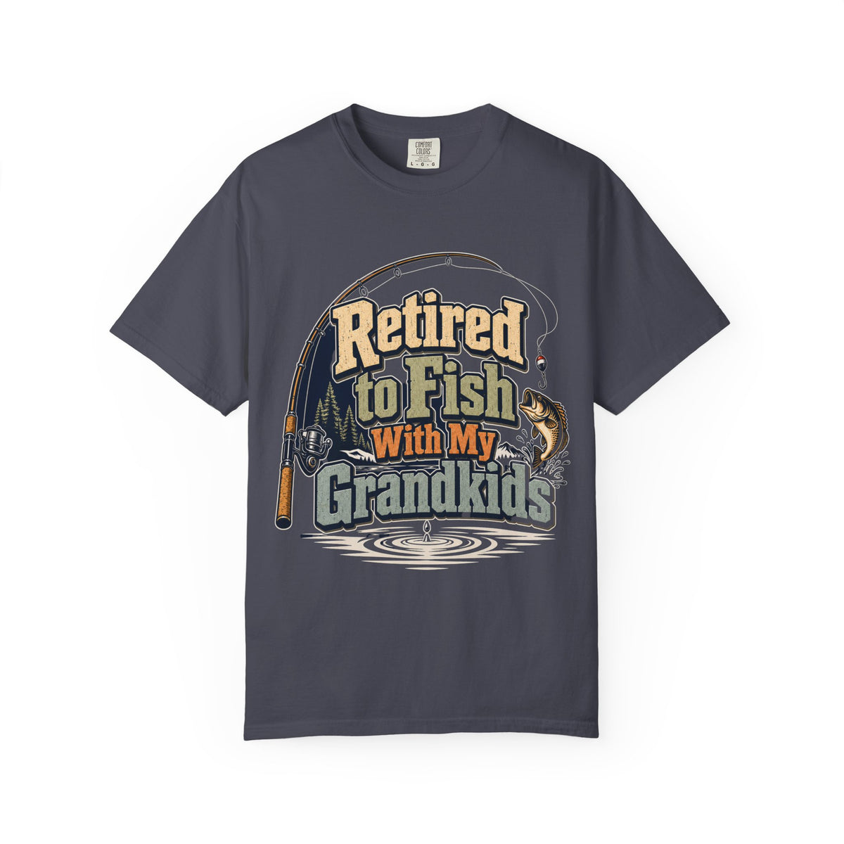 Retired to Fish with My Grandkids Fishing Shirt | Grandparent Fishing T-Shirt | Grandpa Grandma Fishing Gift