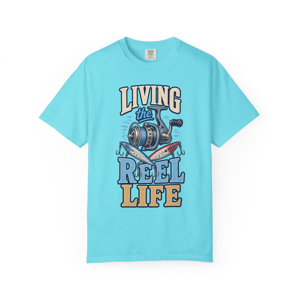 Living the Reel Life Fishing Shirt – Vintage Fishing Reel & Lure T-Shirt