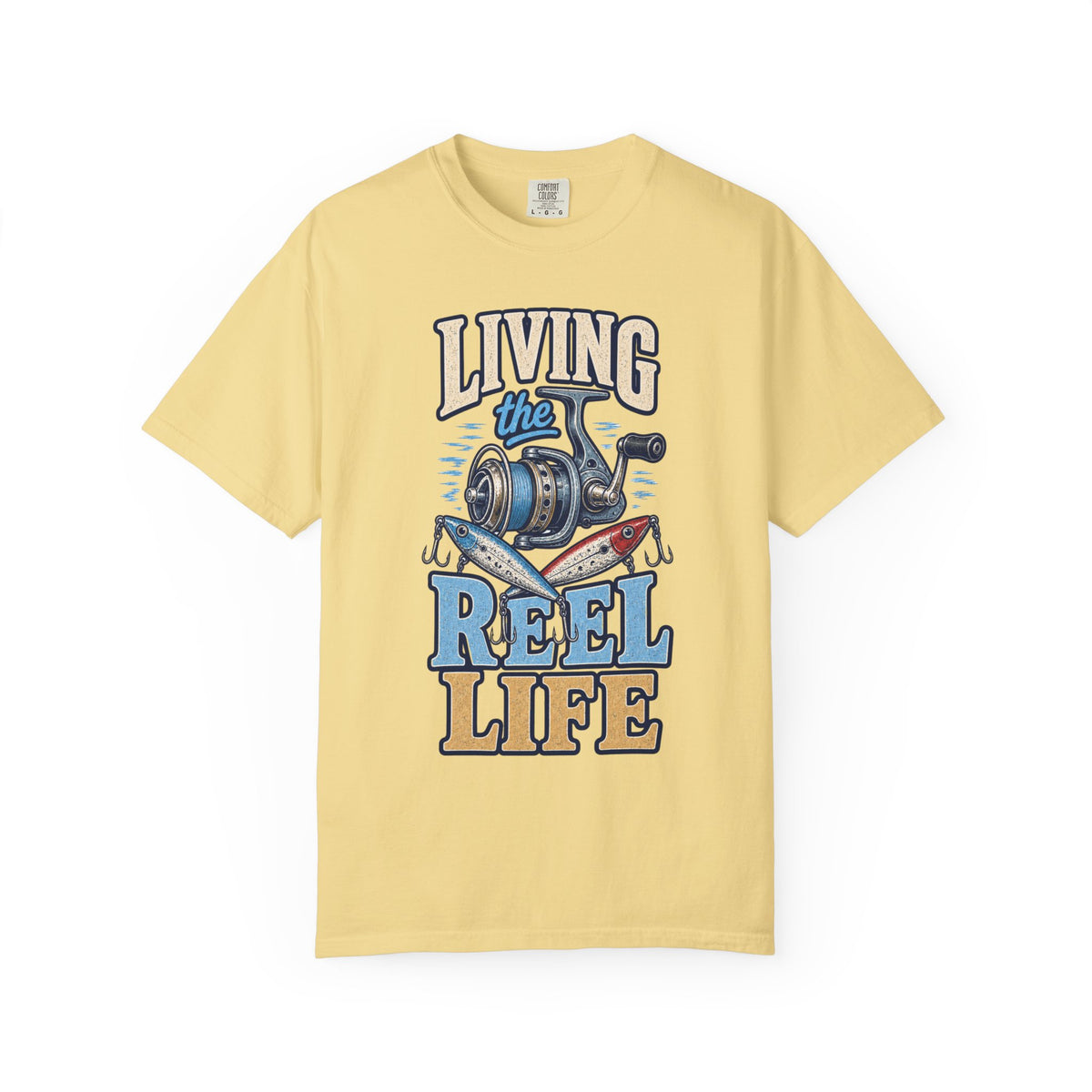 Living the Reel Life Fishing Shirt – Vintage Fishing Reel & Lure T-Shirt