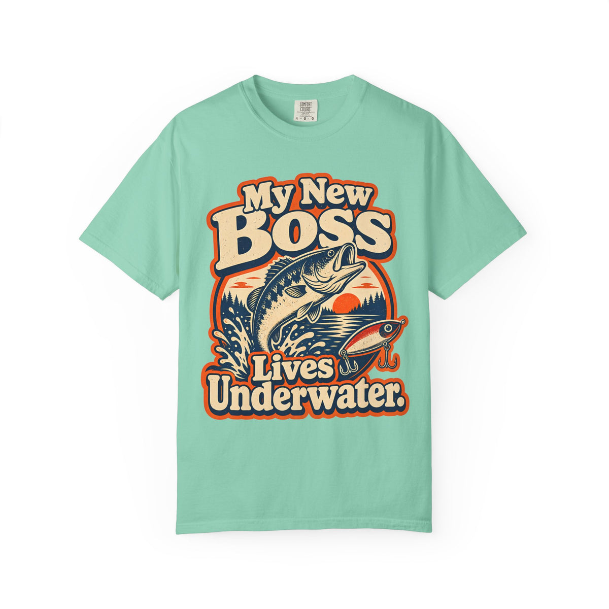 My New Boss Lives Underwater Shirt, Funny Fishing T-Shirt, Retirement Fishing Gift, Grandpa Fishing Tee, Grandma Fishing Shirt, Bass Fishing Unisex Tee