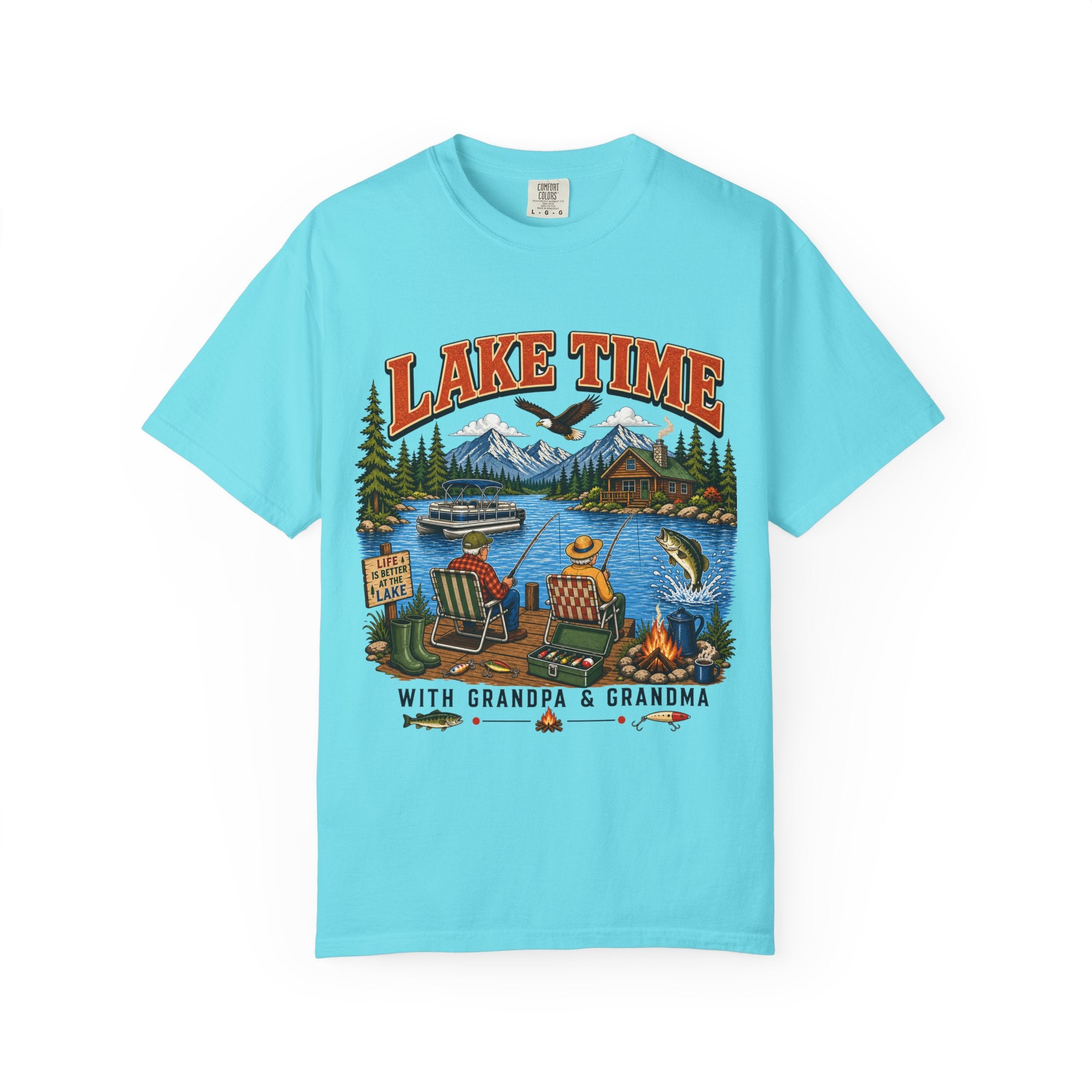 Lake Time with Grandpa & Grandma T-Shirt | Fishing Lake Life Shirt for Grandparents