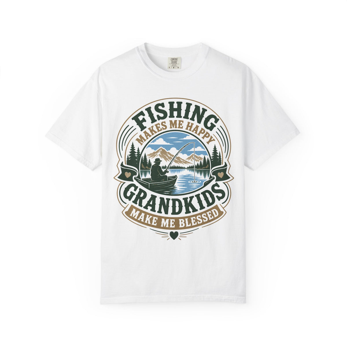 Fishing Grandpa Shirt | Fishing Makes Me Happy Grandkids Make Me Blessed | Grandpa Fishing Gift