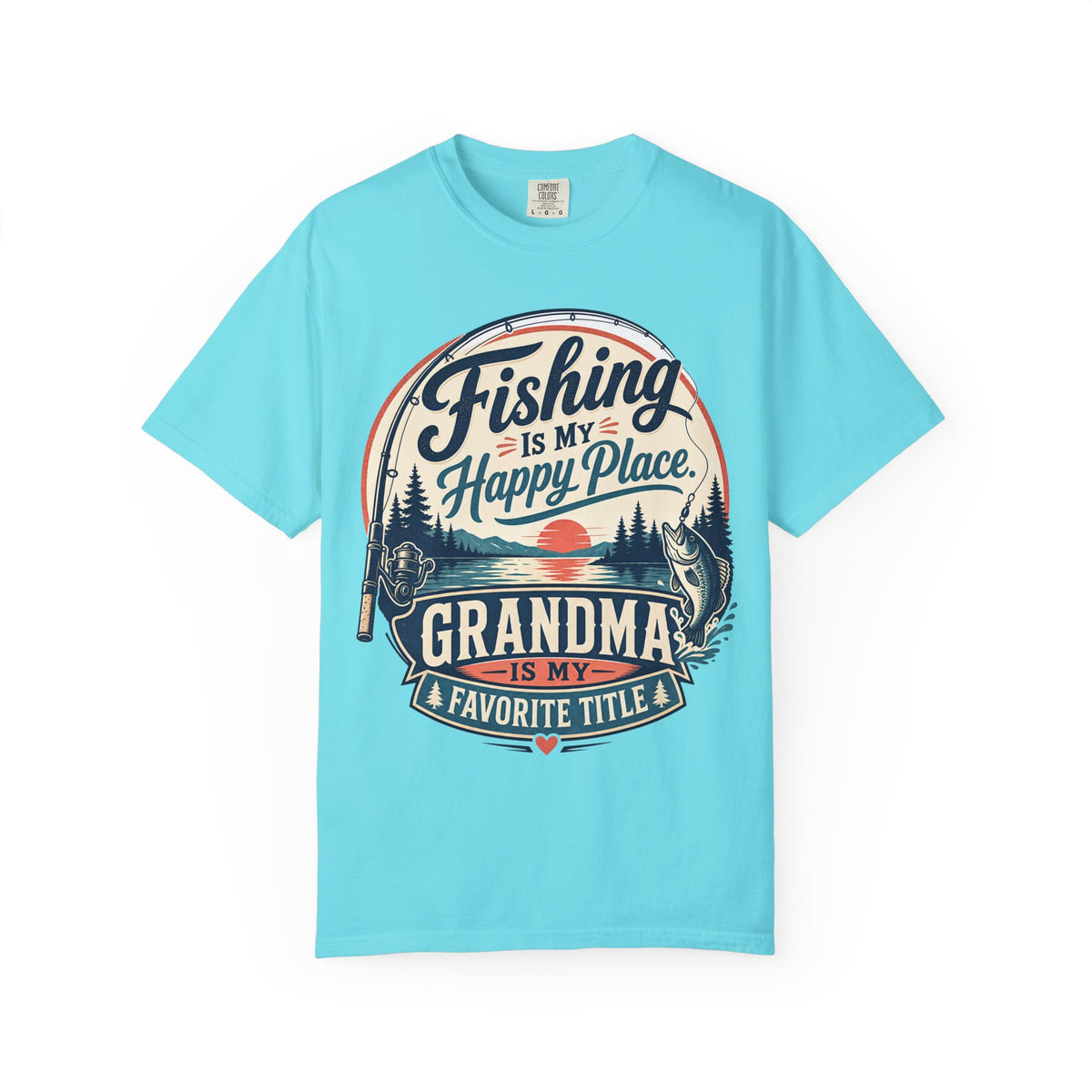 Fishing Is My Happy Place Grandma Is My Favorite Title Shirt, Grandma Fishing T-Shirt, Grandma Fishing Gift, Fishing Grandma Tee, Mother's Day Gift, Lake Life Shirt